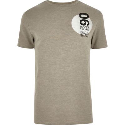 Grey circle slogan print t-shirt